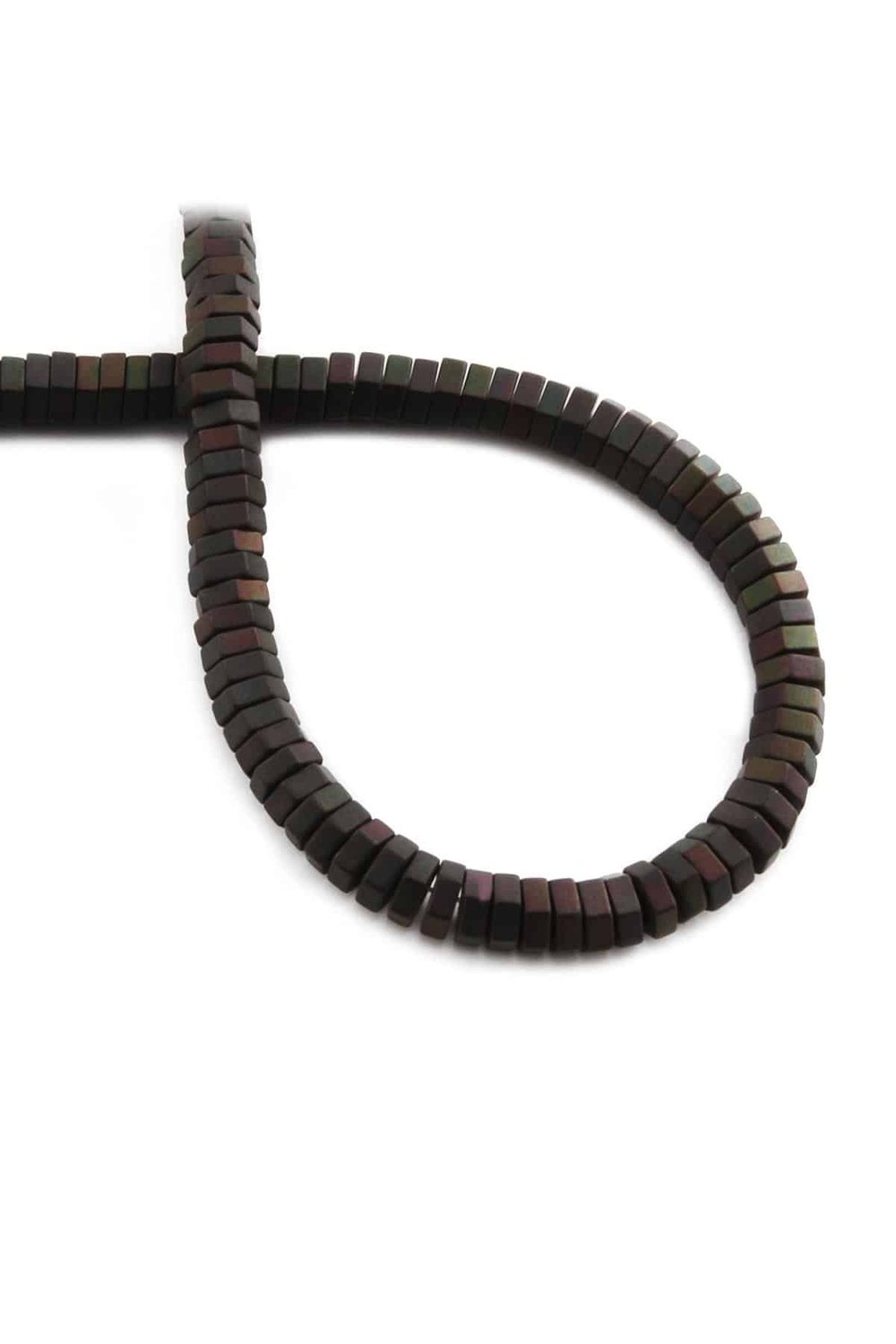 Hematit Taşı Altıgen Rondela Kesim Mat Siyah Gökkuşağı 6x2mm Doğal Taş Dizi