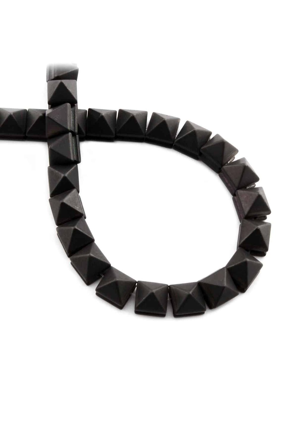 Hematite Natural Stone Matte Black Rainbow Pyramid Cut 8x8mm String Of Beads