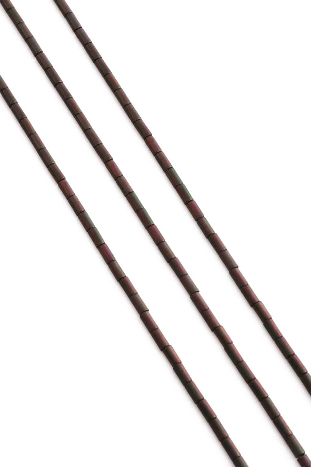 Hematite Natural Stone Matte Black Rainbow Cylinder Cut 2x4mm String Of Beads