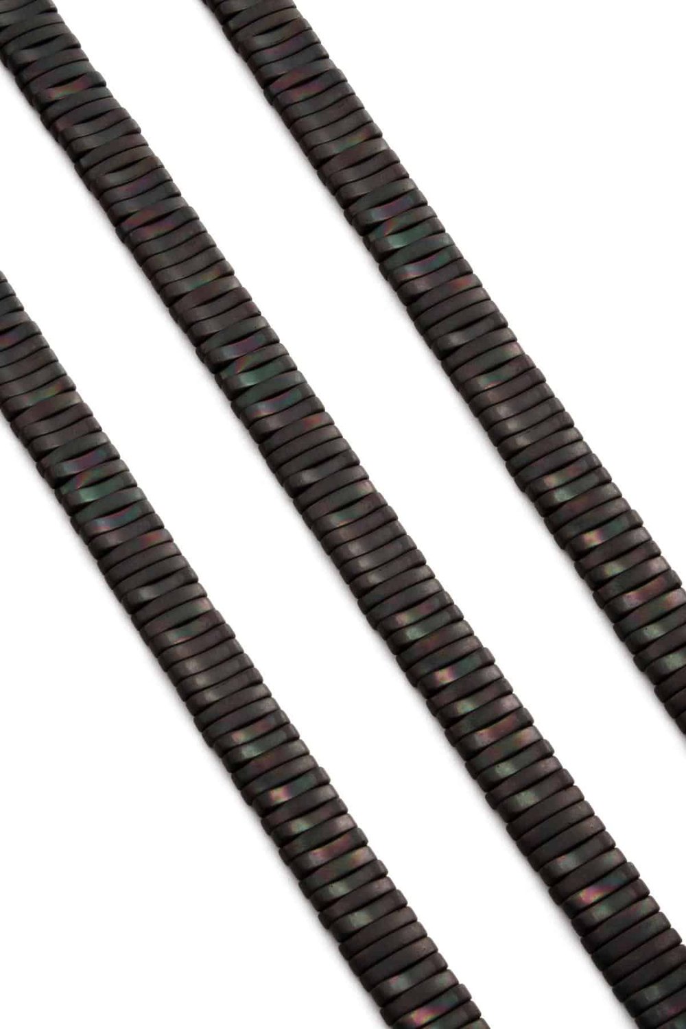 Hematit Taşı Mat Siyah Gökkuşağı 10x2mm Doğal Taş Dizi