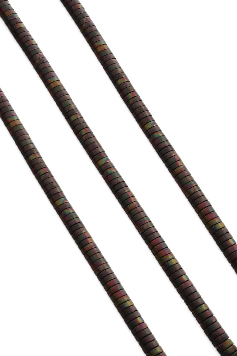 Hematit Taşı Bombeli Kesim Mat Siyah Gökkuşağı 6x2mm Doğal Taş Dizi