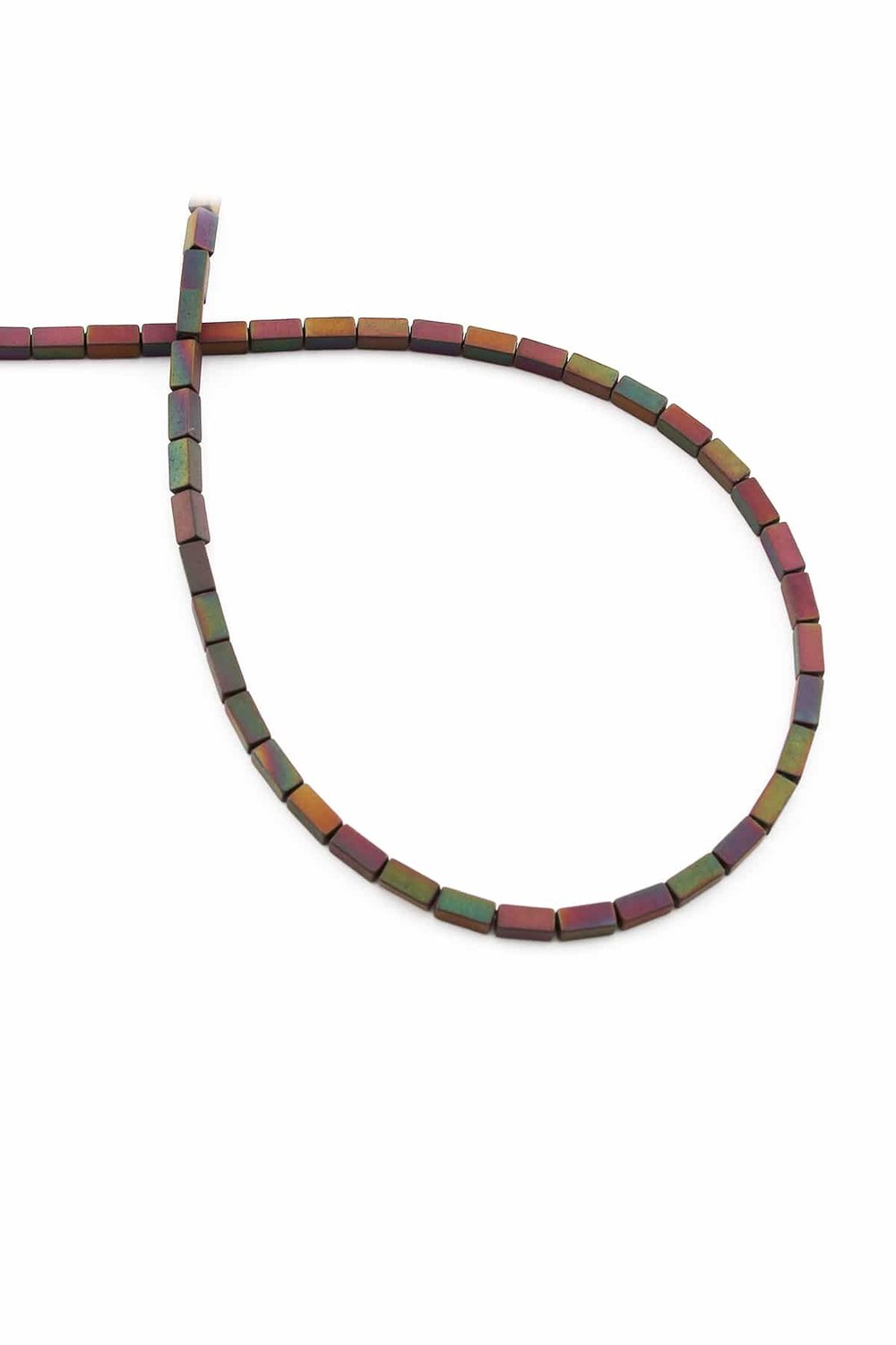 Hematite Natural Stone Matte Black Rainbow Rectangular Cut 2x4mm String Of Beads