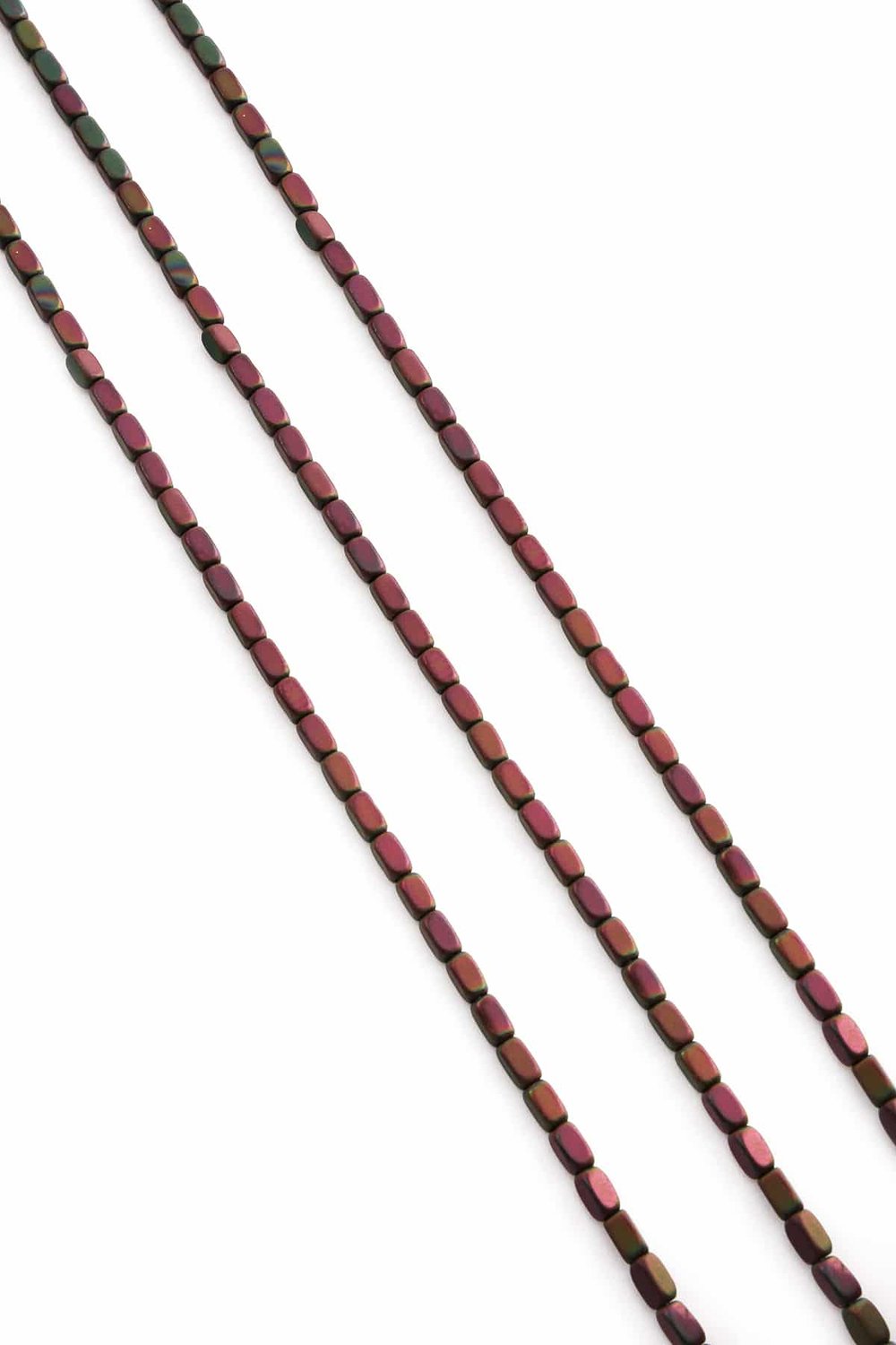 Hematit Taşı Dikdörtgen Kesim Mat Siyah Gökkuşağı 2x4mm Doğal Taş Dizi