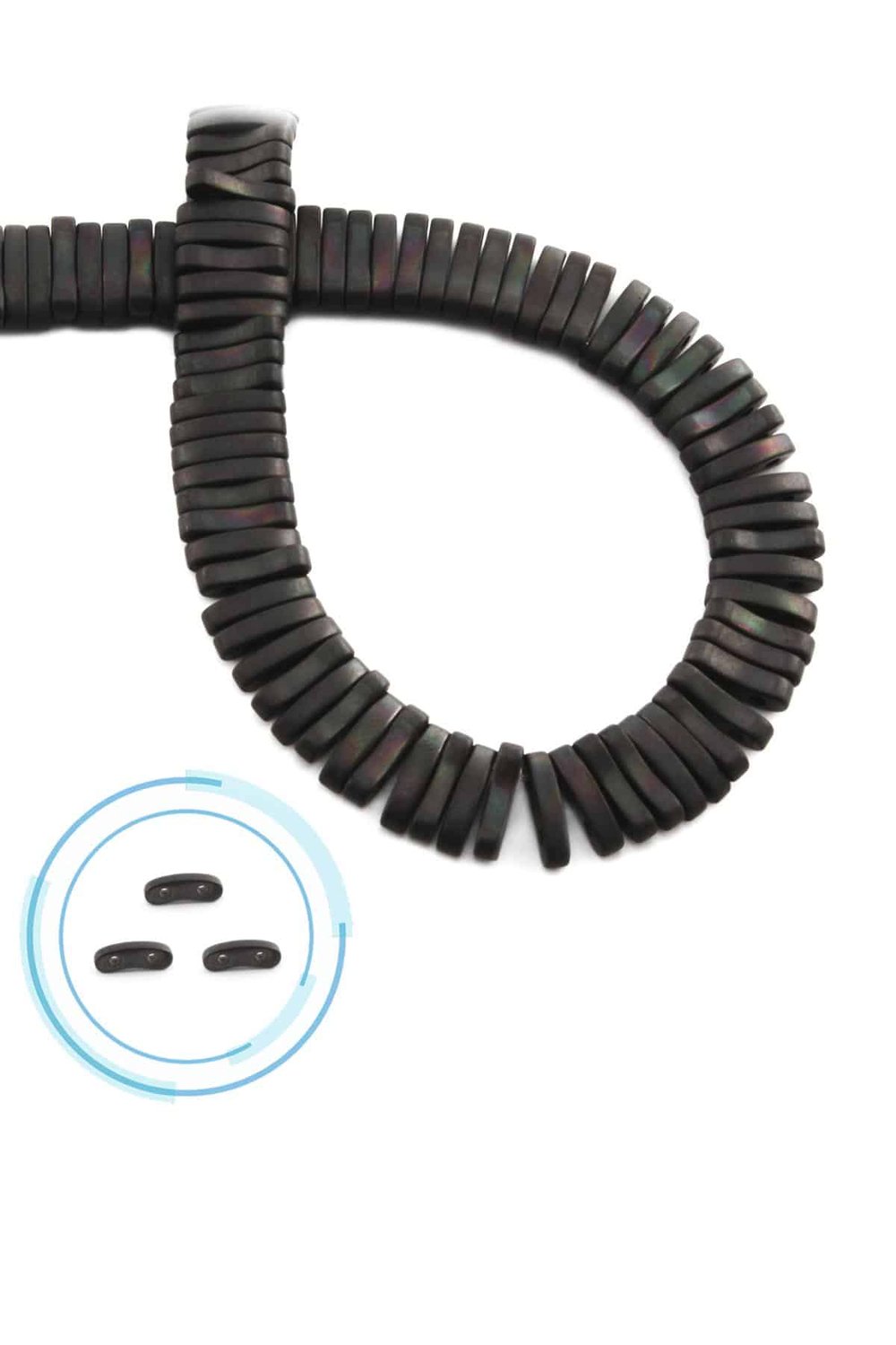 Hematit Taşı Mat Siyah Gökkuşağı 10x2mm Doğal Taş Dizi
