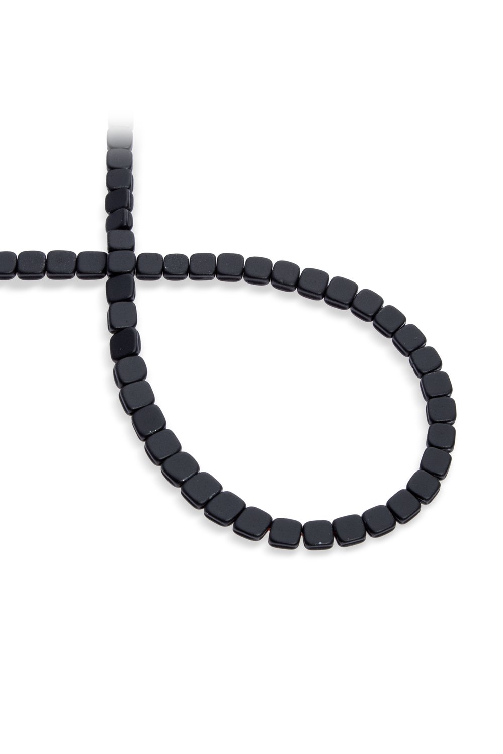 Hematit Taşı Yassı Kare Kanallı Kesim Mat Siyah 6x6mm Doğal Taş Dizi