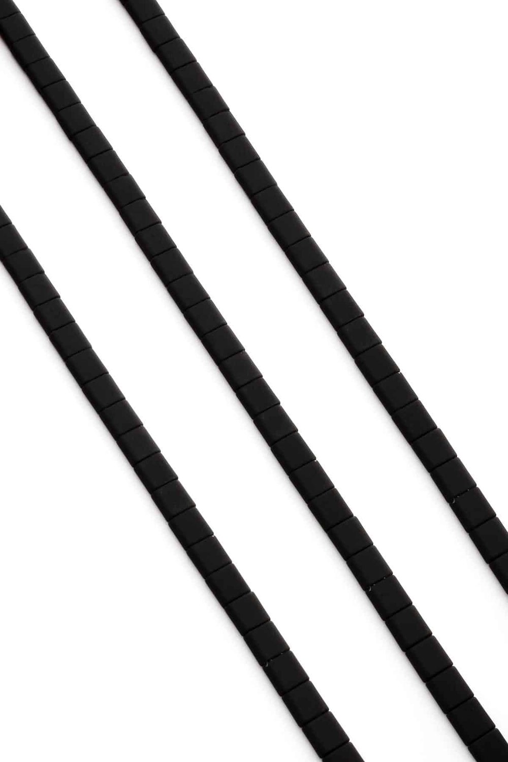 Hematite Natural Stone Matte Black Square Cut Double Hole 6x6mm String Of Beads