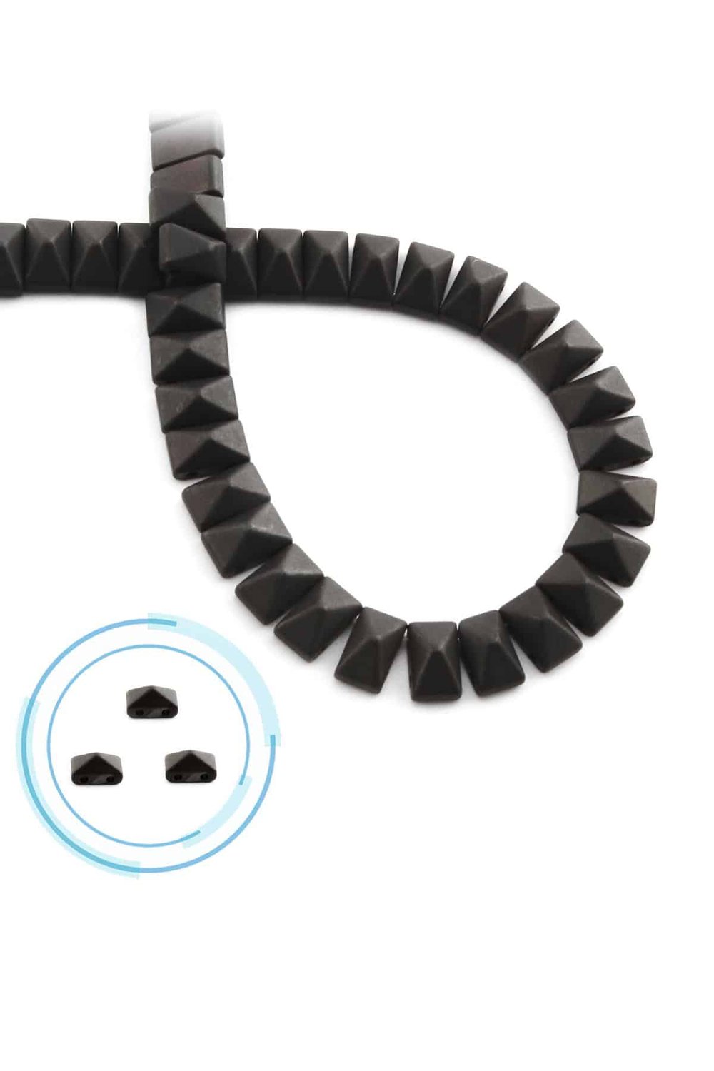 Hematit Taşı Piramit Kesim Mat Siyah 8x5mm Doğal Taş Dizi