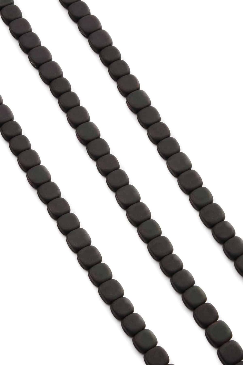 Hematit Taşı Kanallı Yassı Kare Kesim Mat Siyah 8x8mm Doğal Taş Dizi