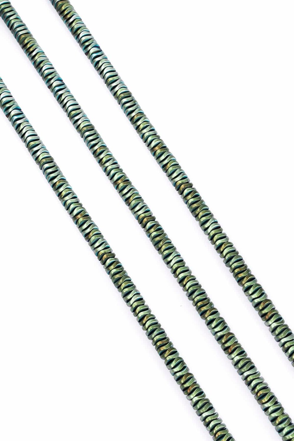 Hematite Natural Stone Matte Green 6x1mm String Of Beads