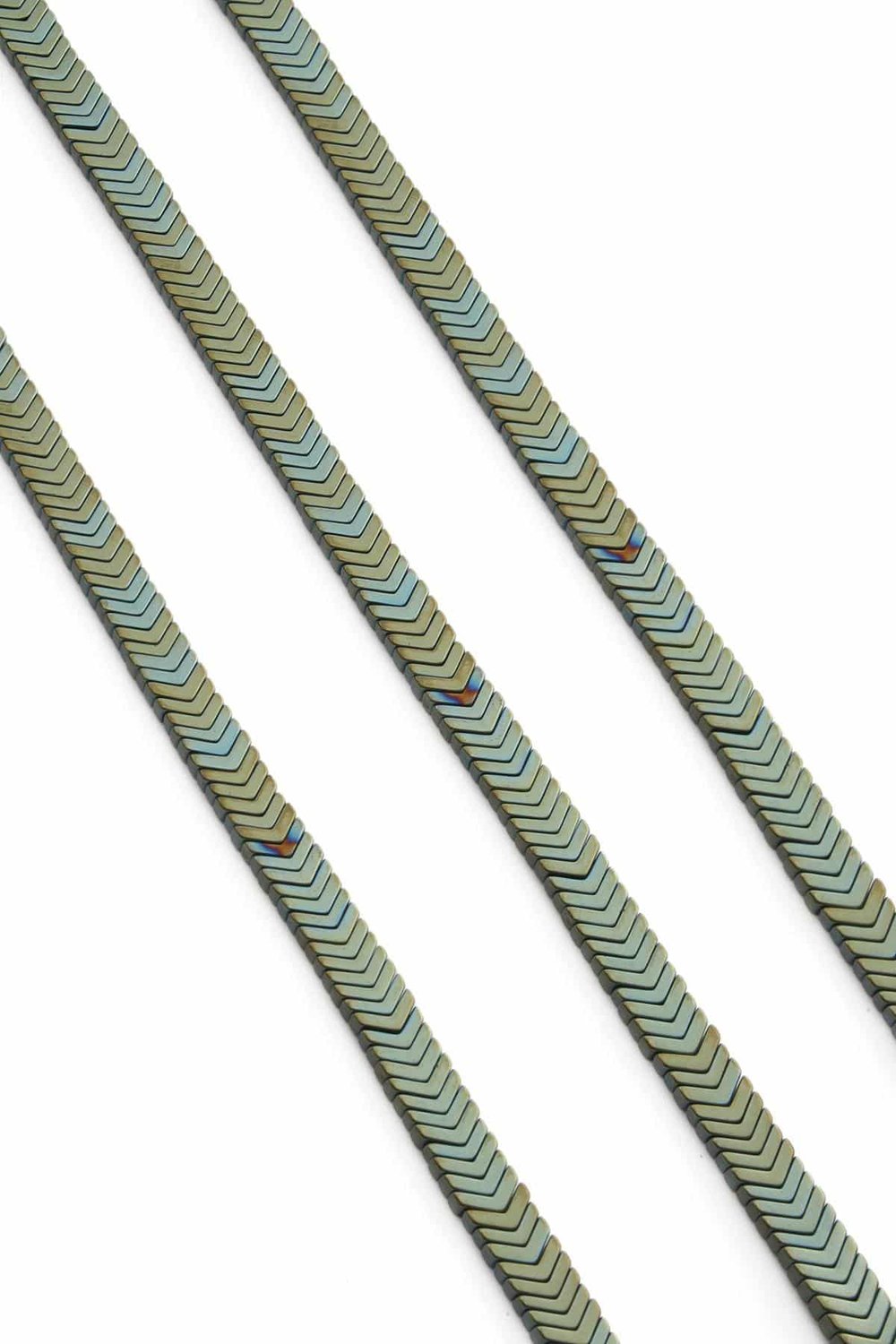 Hematit Taşı Çavuş Kesim Mat Yeşil 7x1mm Doğal Taş Dizi