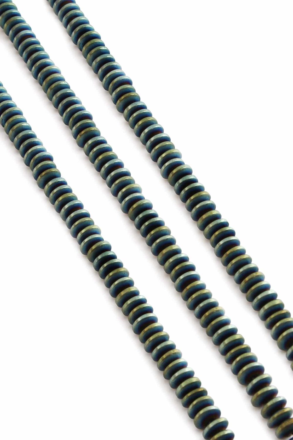Hematite Natural Stone Matte Green Washer Cut 6x3mm String Of Beads