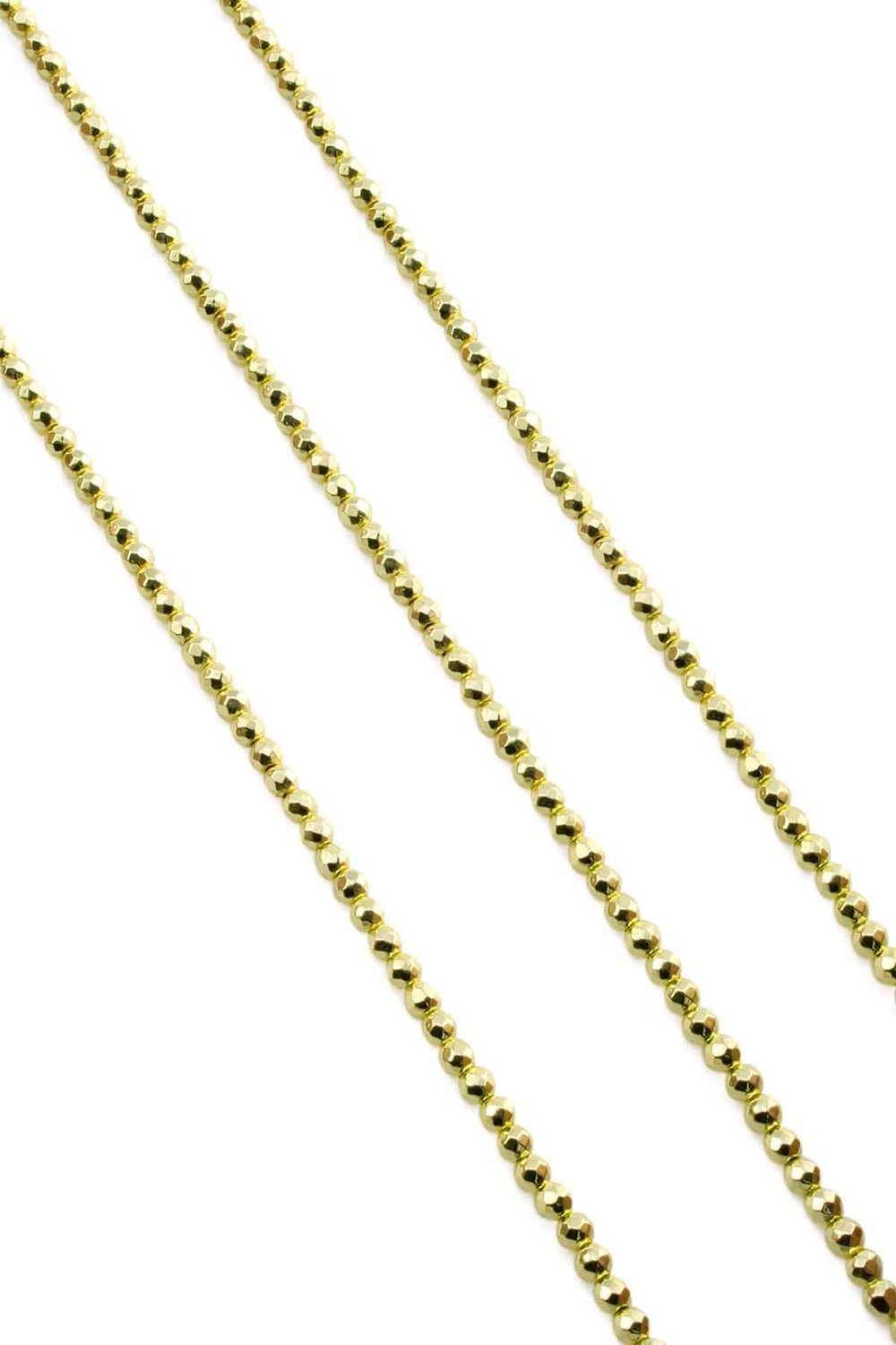 Hematite Natural Stone Shiny Gold Yellow 3mm String Of Beads