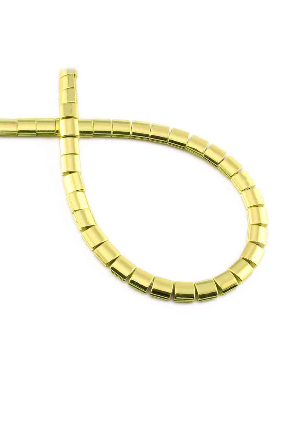 Hematite Natural Stone Shiny Gold Yellow 5x5mm String Of Beads