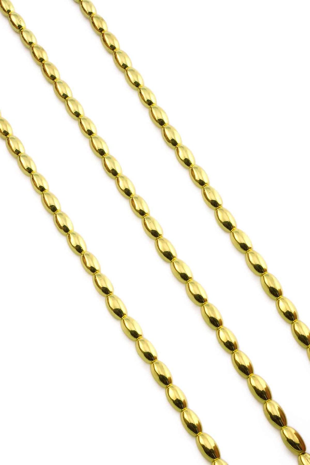Hematit Taşı Arpa Kesim Altın Sarı 5x8mm Doğal Taş Dizi