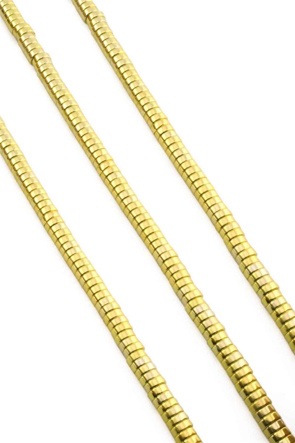 Hematite Natural Stone Shiny Gold Yellow 6x2mm String Of Beads