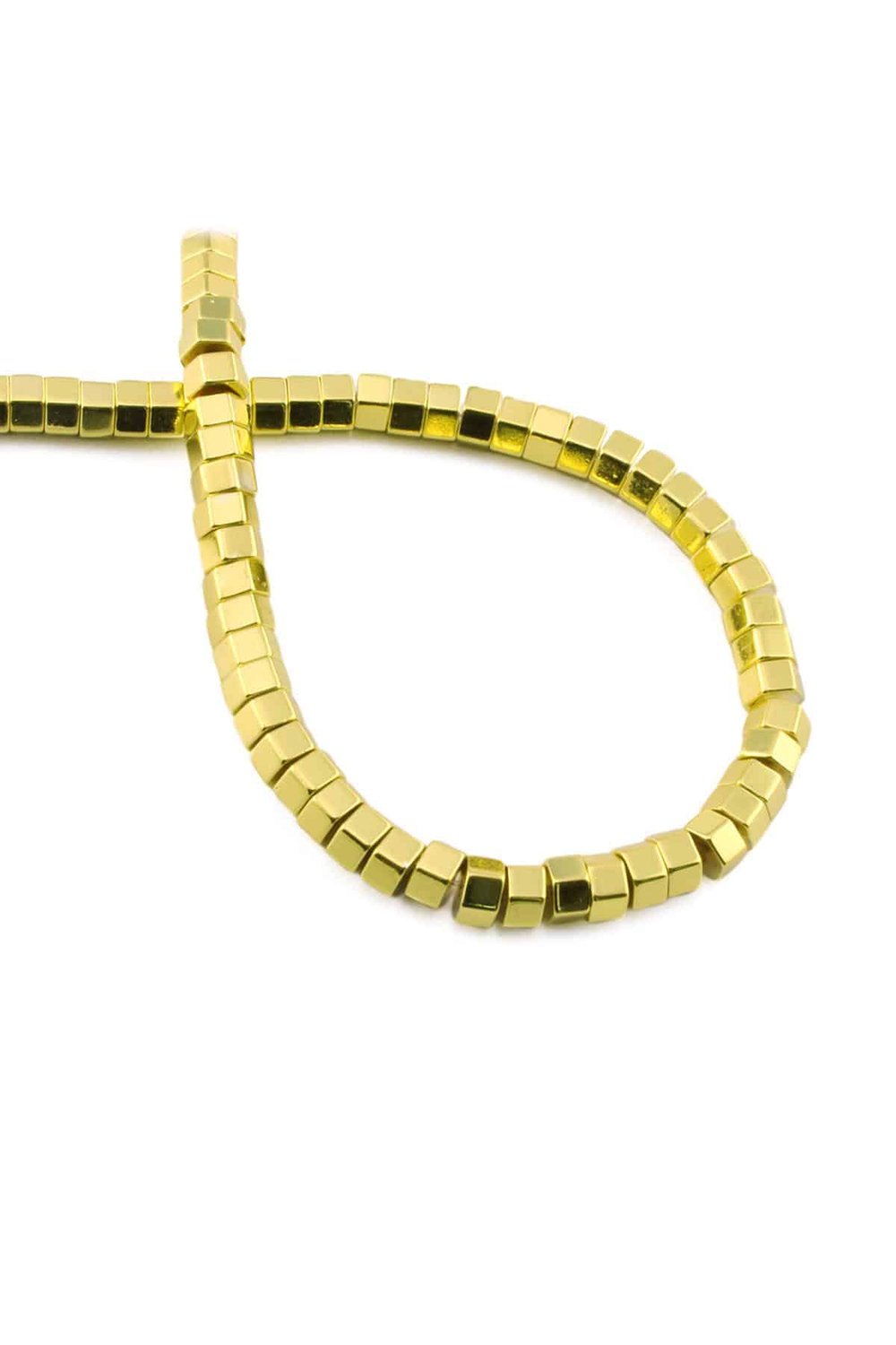 Hematite Natural Stone Shiny Gold Yellow 6x3mm String Of Beads
