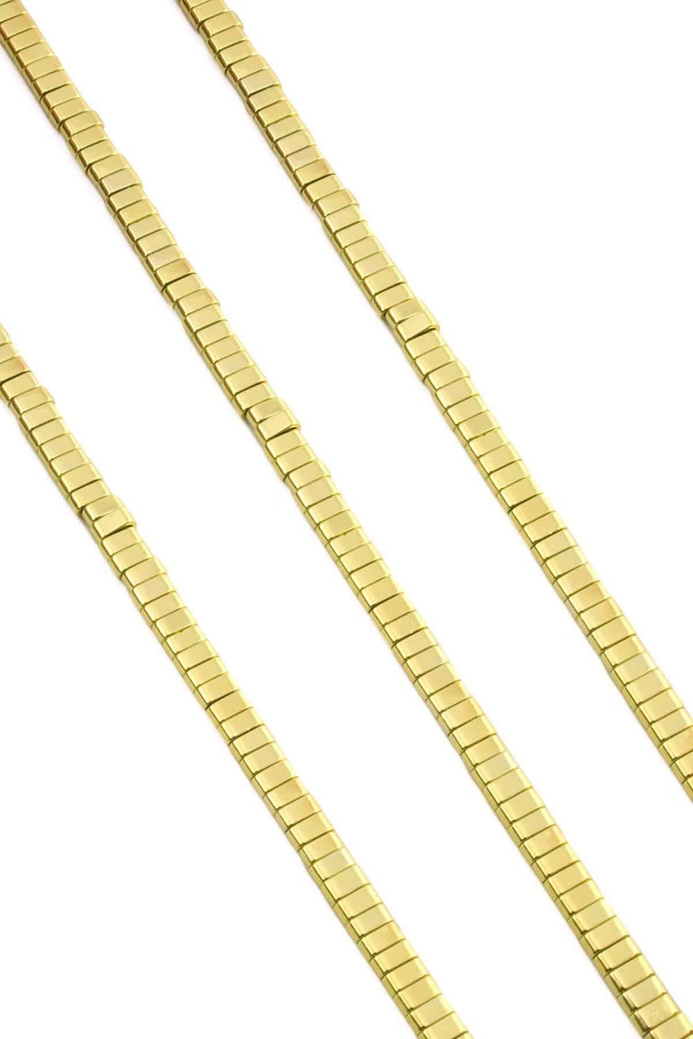 Hematite Natural Stone Shiny Gold Yellow Double Hole 4x2mm String Of Beads