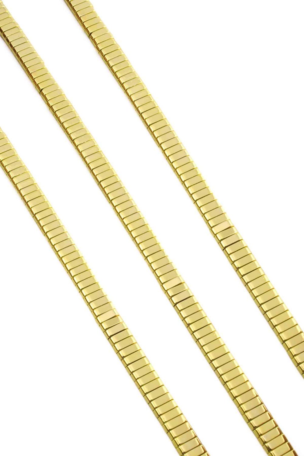 Hematit Taşı Yassı Dikdörtgen Kesim Altın Sarı 6x2mm Doğal Taş Dizi