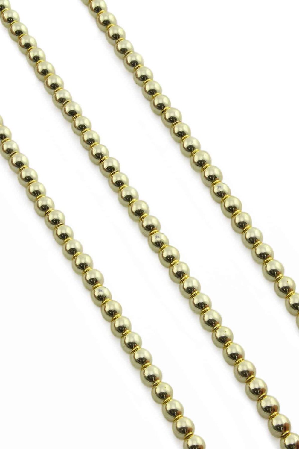 Hematite Natural Stone Shiny Gold Yellow Globe Cut 6mm String Of Beads