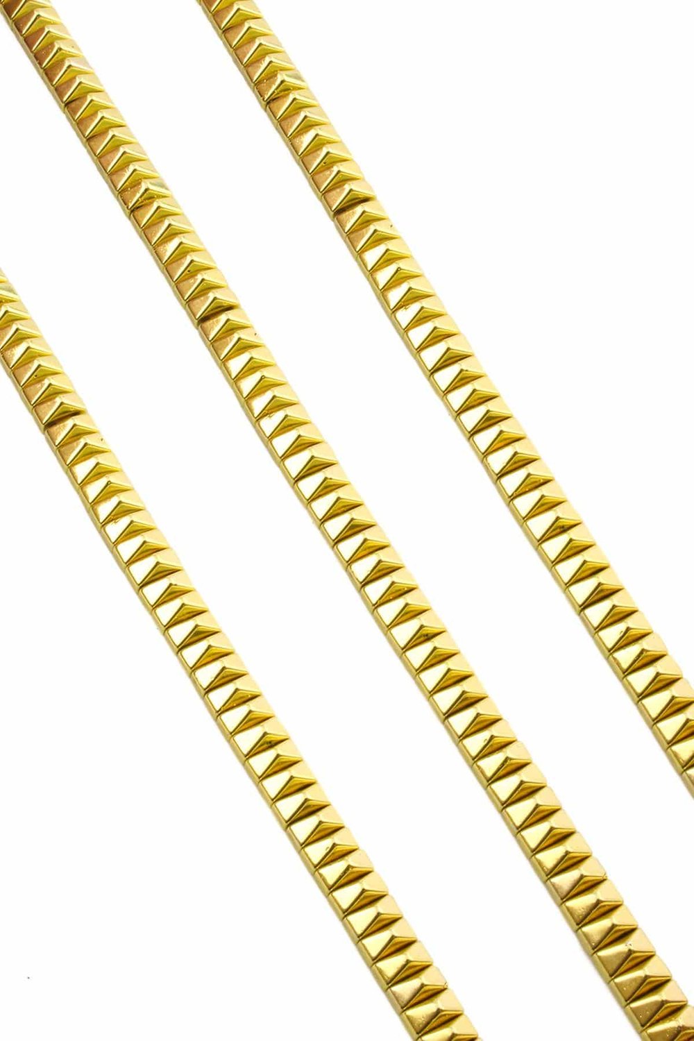 Hematit Taşı Piramit Kesim Altın Sarı 6x3mm Doğal Taş Dizi