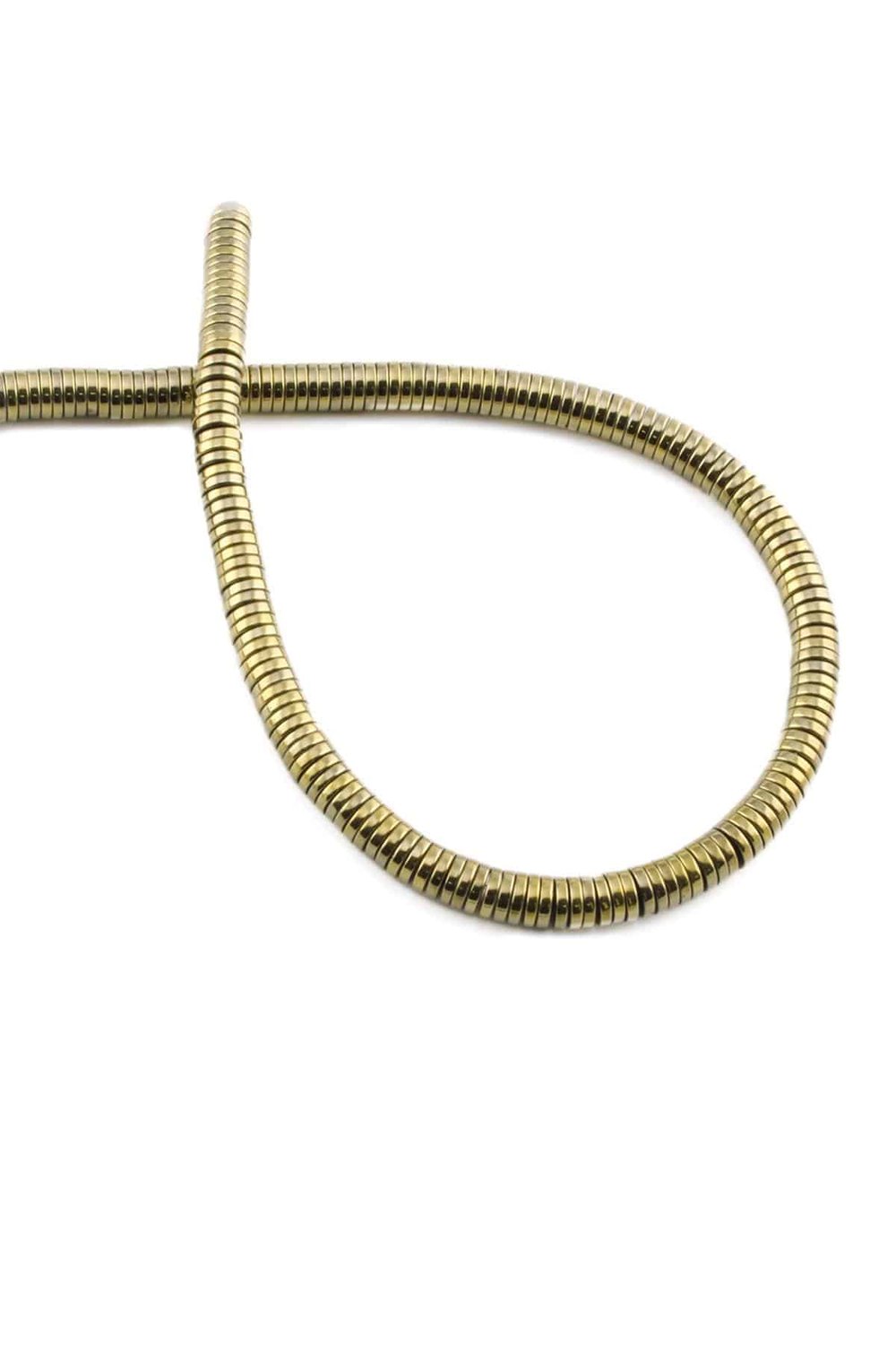 Hematit Taşı Rondela Kesim Parlak Antik Sarı 4x1mm Doğal Taş Dizi