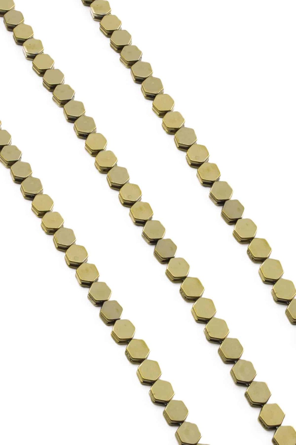 Hematit Taşı Altıgen Kesim Parlak Antik Sarı 5x5mm Doğal Taş Dizi