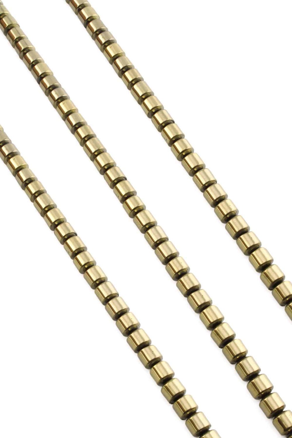 Hematit Taşı Silindir Kesim Parlak Antik Sarı 6x6mm Doğal Taş Dizi