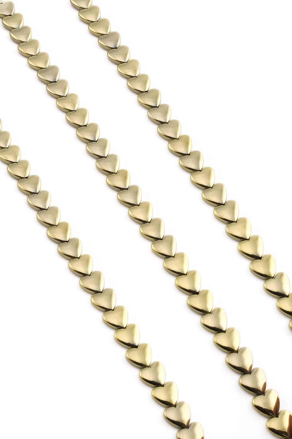 Hematit Taşı Kalp Kesim Parlak Antik Sarı 8mm Doğal Taş Dizi