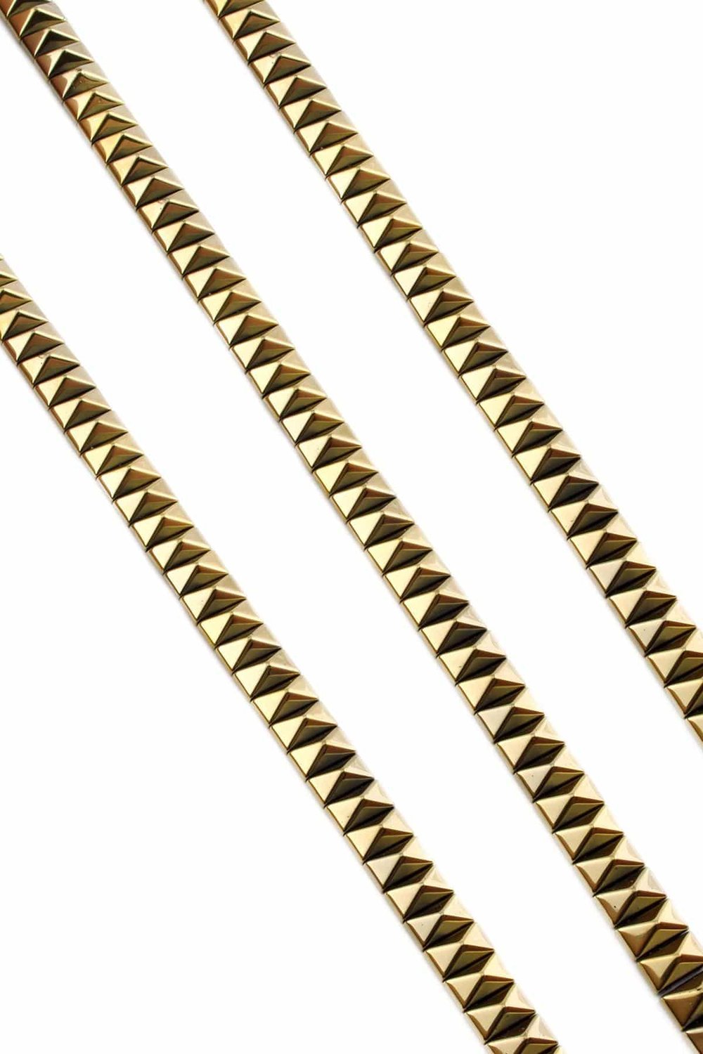 Hematit Taşı Piramit Kesim Parlak Antik Sarı 8x5mm Doğal Taş Dizi