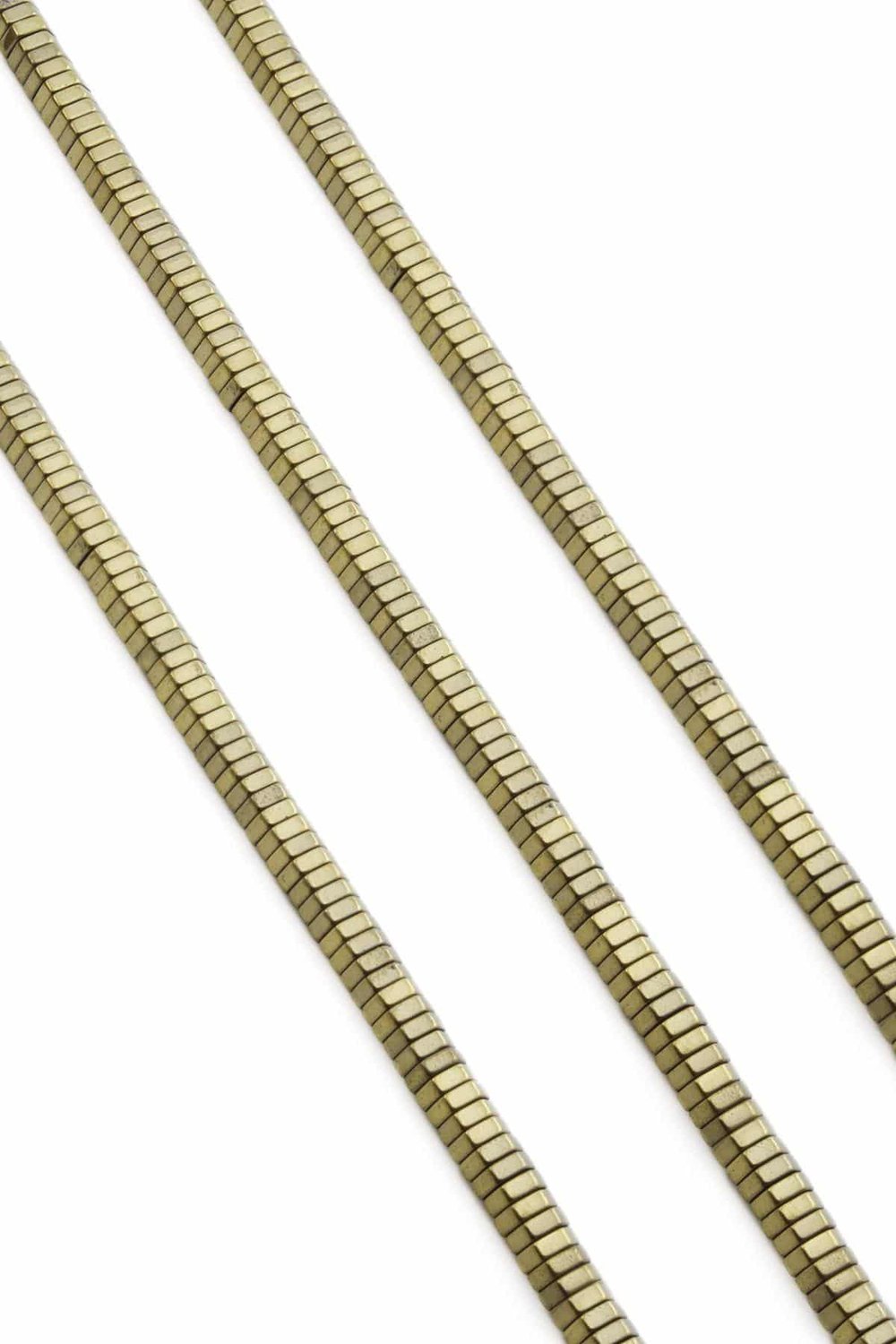 Hematit Taşı Altıgen Kesim Parlak Antik Sarı 6x2mm Doğal Taş Dizi