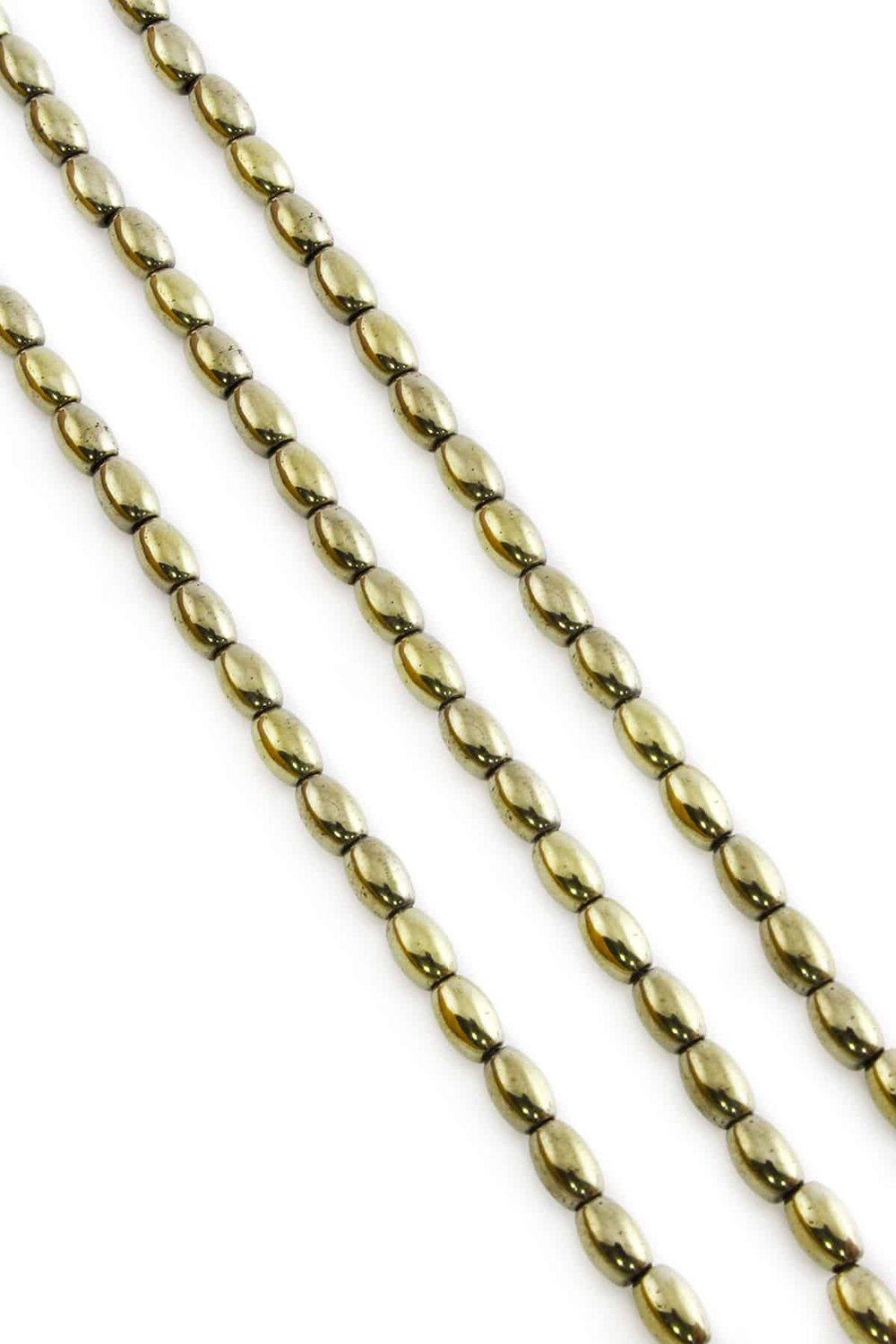 Hematite Natural Stone Shiny Antique Yellow Barley Cut 4x6mm String Of Beads