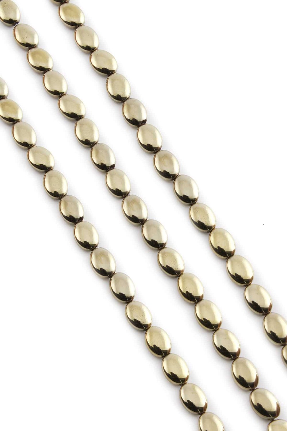 Hematit Taşı Bombeli Kesim Parlak Antik Sarı 6x8mm Doğal Taş Dizi