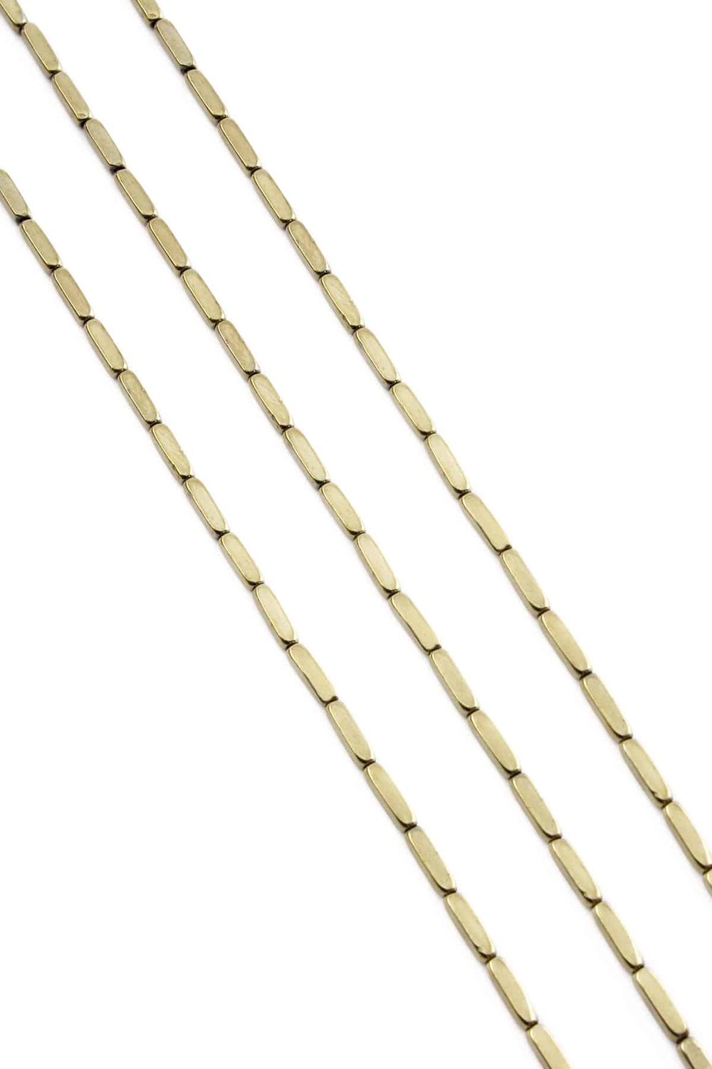 Hematite Natural Stone Shiny Antique Yellow Dished Rectangular 2x8mm String Of Beads