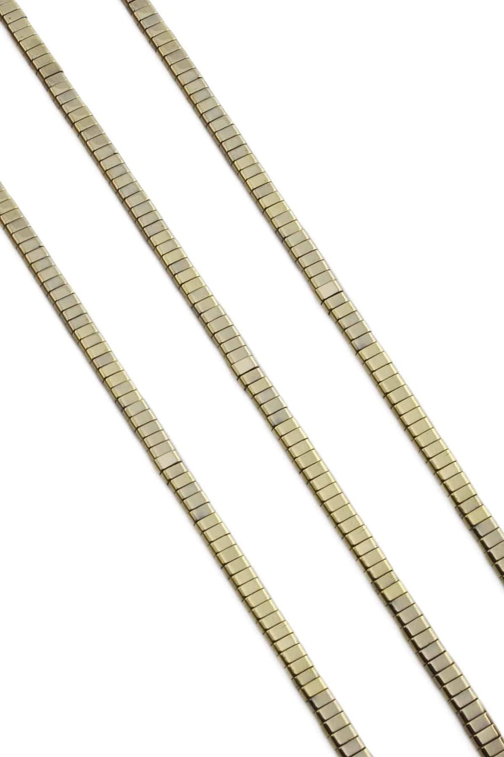 Hematite Natural Stone Shiny Antique Yellow Double Hole 4x2mm String Of Beads