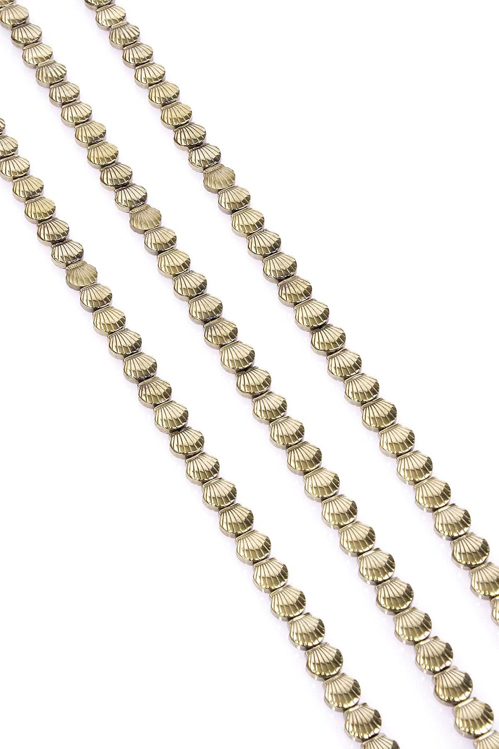 Hematit Taşı Deniz Kabuğu Kesim Parlak Antik Sarı 5x3mm Doğal Taş Dizi