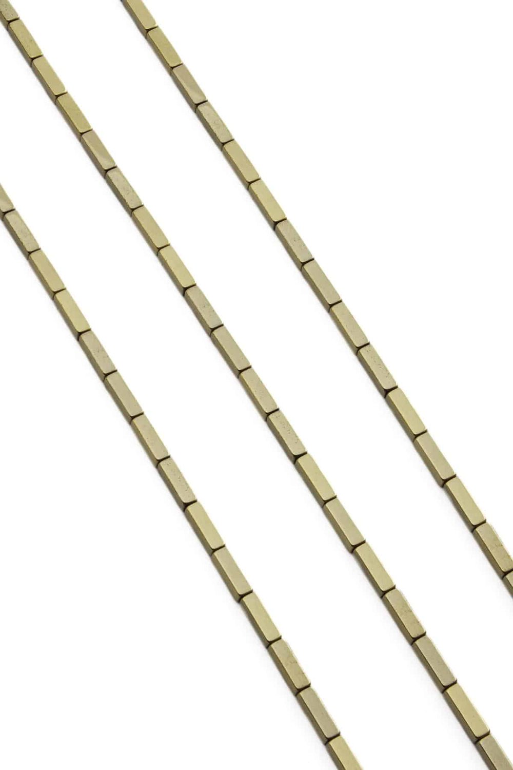 Hematit Taşı 2x8mm- Parlak Antik Sarı Doğal Taş Dizi