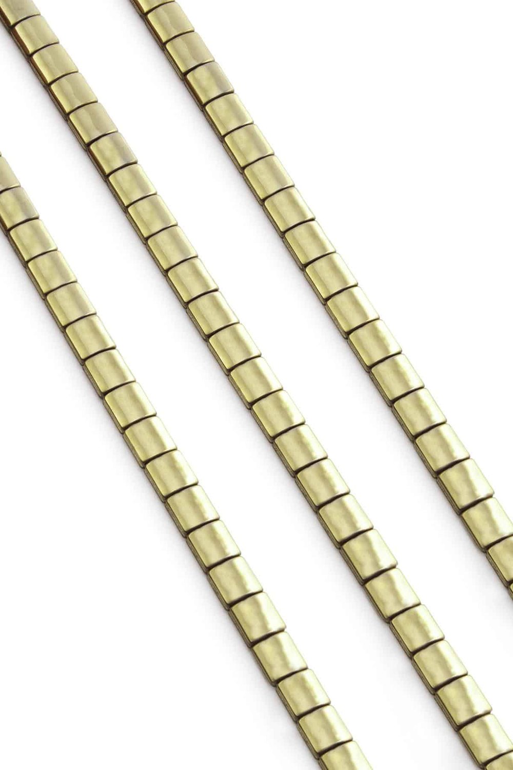 Hematite Natural Stone Shiny Antique Yellow Square Cut 7x7mm String Of Beads