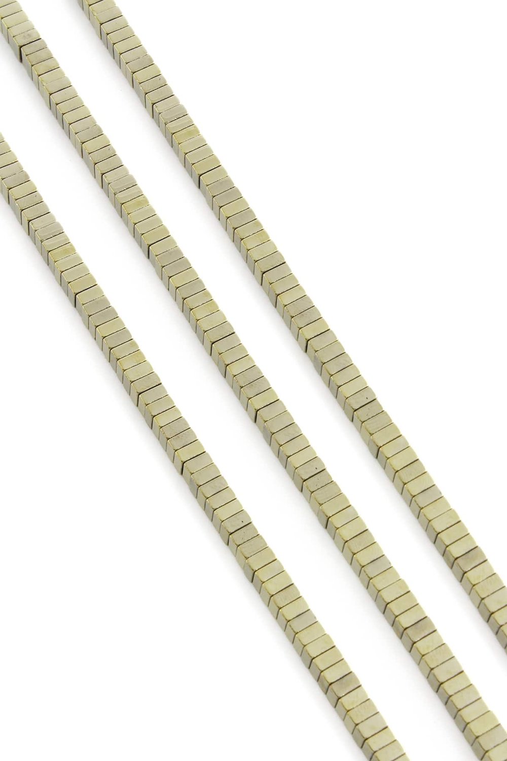 Hematite Natural Stone Shiny Antique Yellow Square Dore Cut 4x2mm String Of Beads