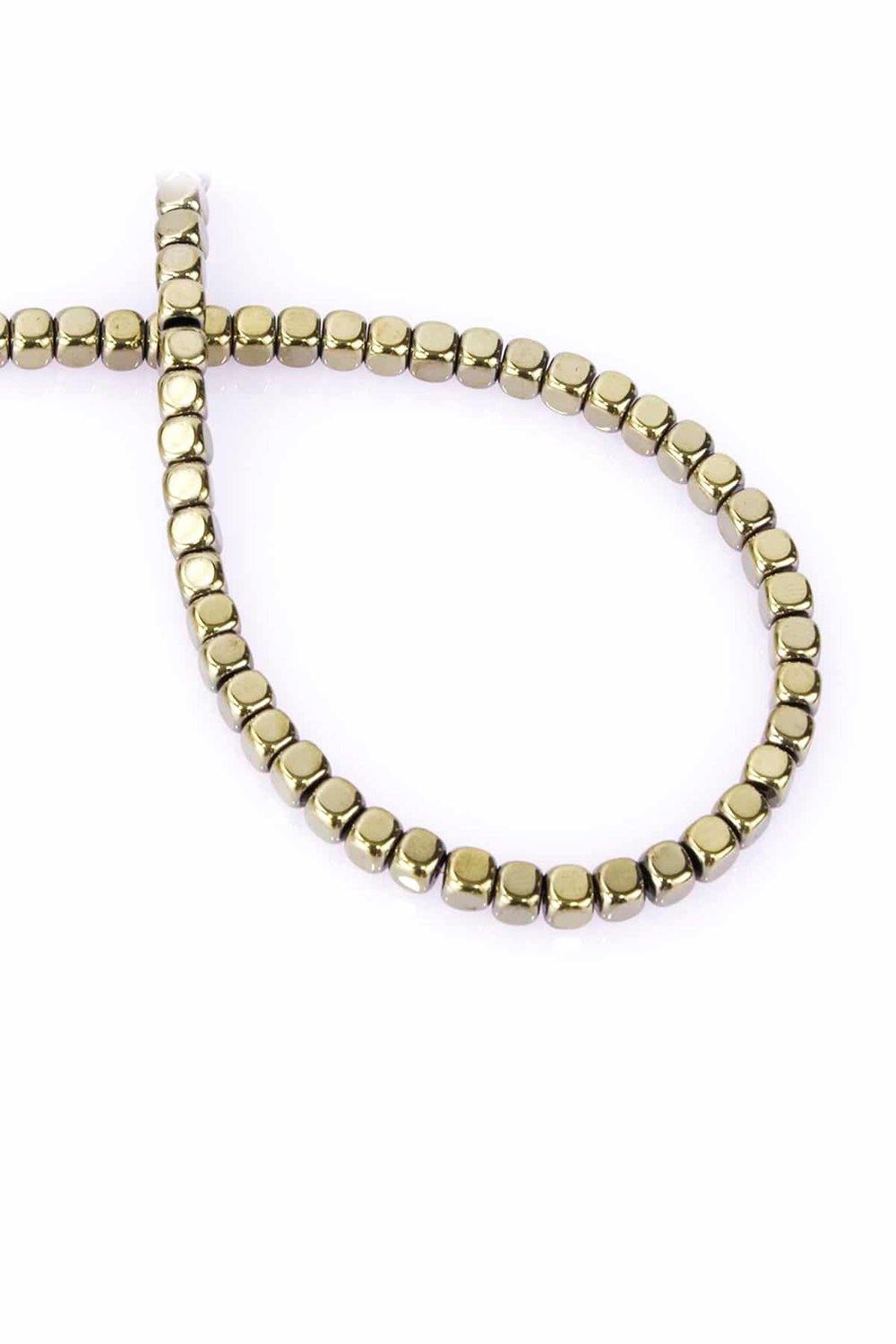 Hematite Natural Stone Shiny Antique Yellow Square Cut 4mm String Of Beads