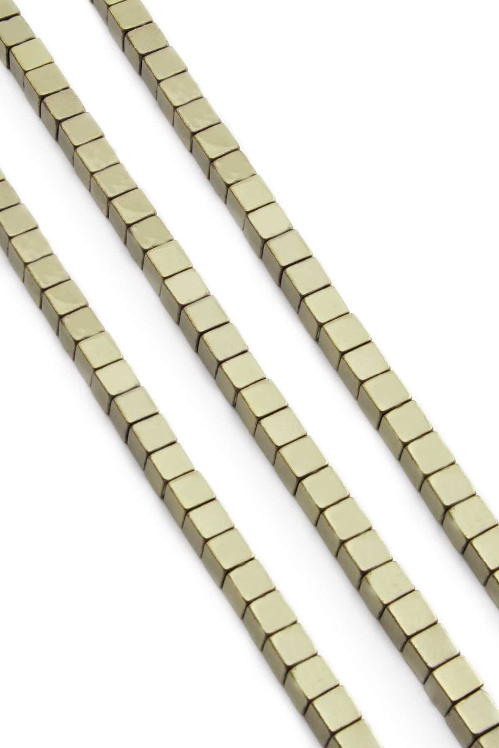 Hematit Taşı Küp Kesim Parlak Antik Sarı 6x6mm Doğal Taş Dizi
