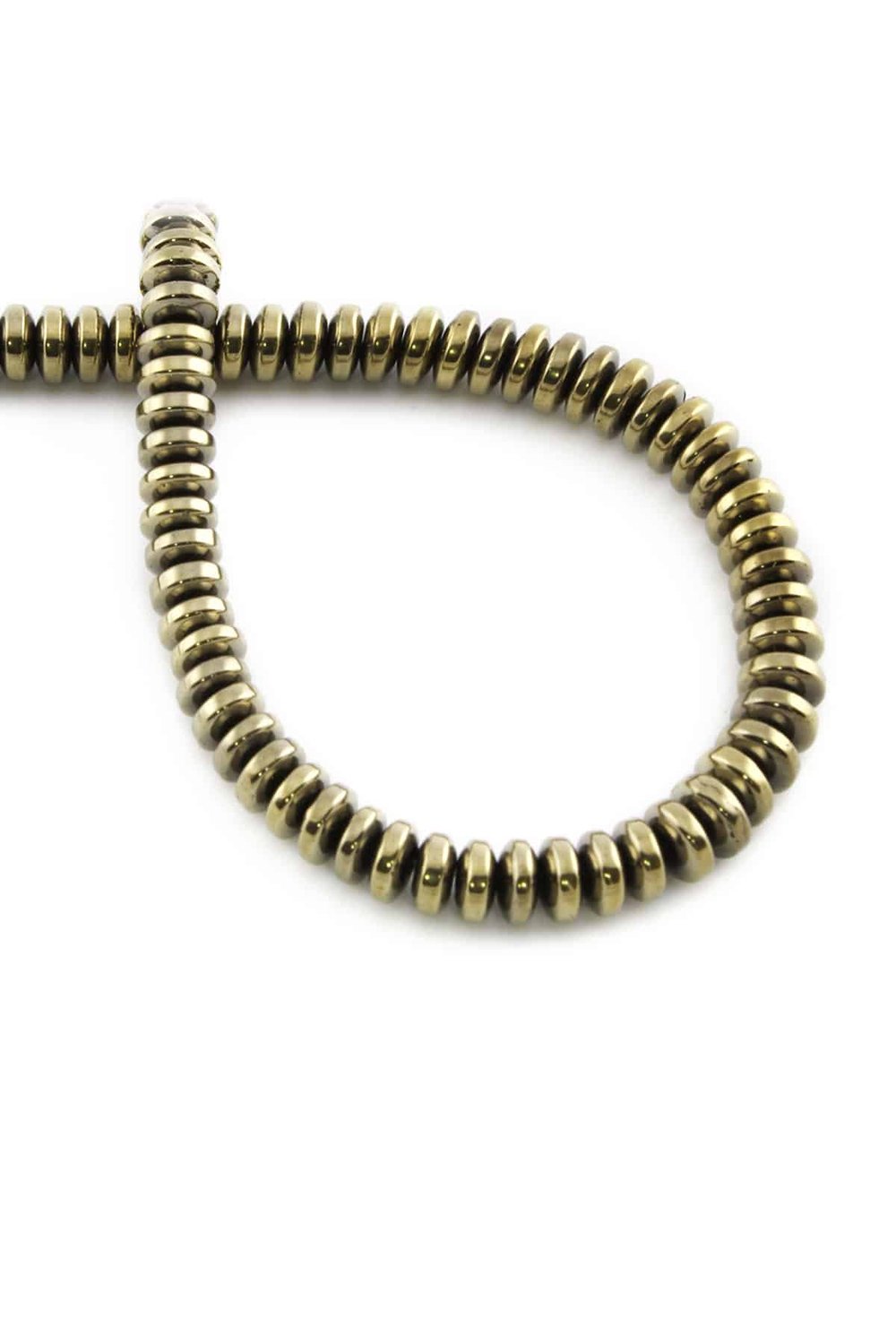 Hematite Natural Stone Shiny Antique Yellow Washer Cut 6x3mm String Of Beads