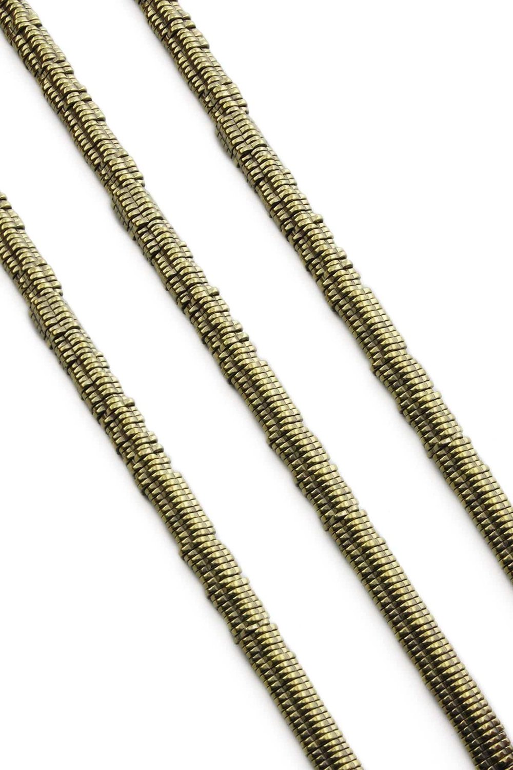 Hematit Taşı Papatya Rondela Kesim Parlak Antik Sarı 6x1mm Doğal Taş Dizi