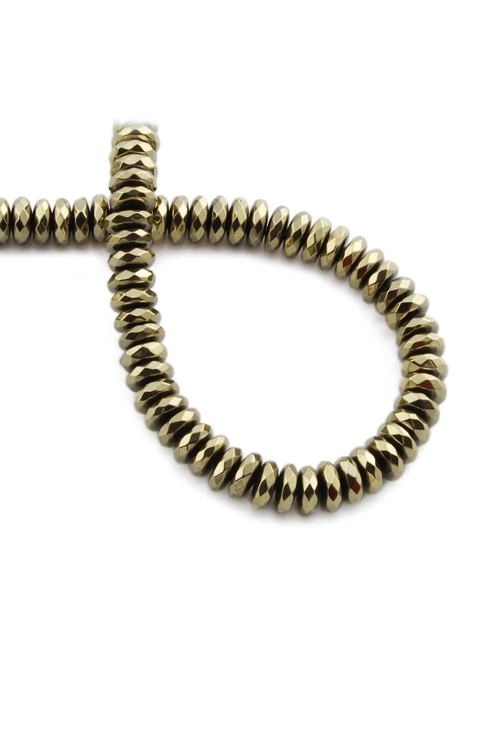 Hematit Taşı Rondela Kesim Parlak Antik Sarı 8x3mm Doğal Taş Dizi