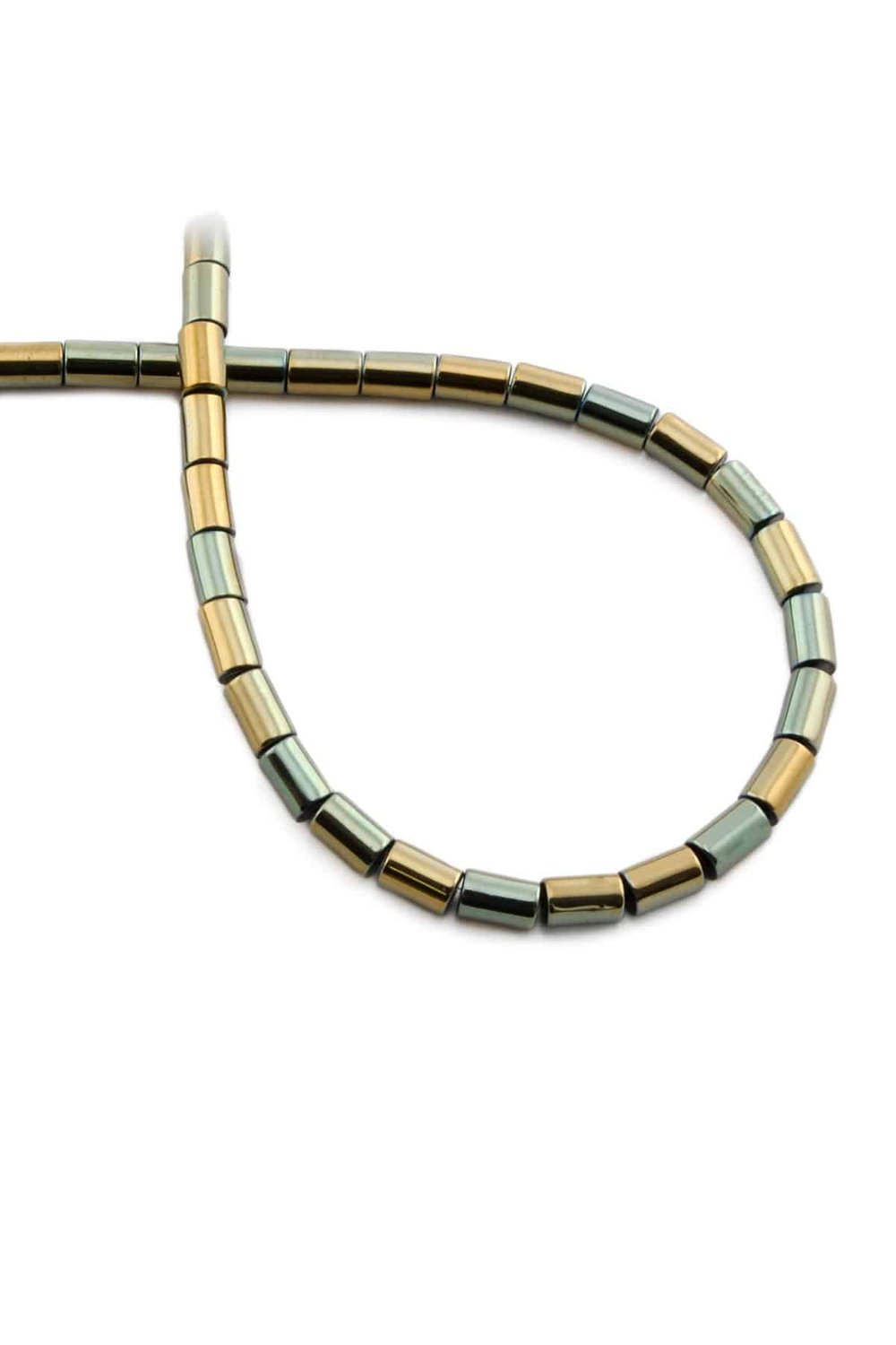 Hematit Taşı Silindir Kesim Parlak Antik Sarı 4x6mm Doğal Taş Dizi