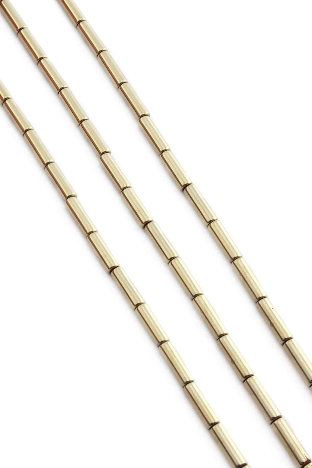Hematit Taşı Silindir Kesim Parlak Antik Sarı 4x13mm Doğal Taş Dizi