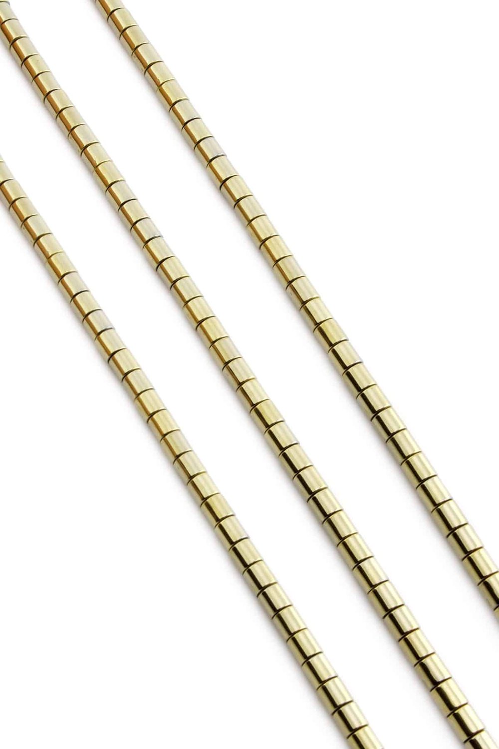 Hematit Taşı Silindir Kesim Parlak Antik Sarı 4x4mm Doğal Taş Dizi