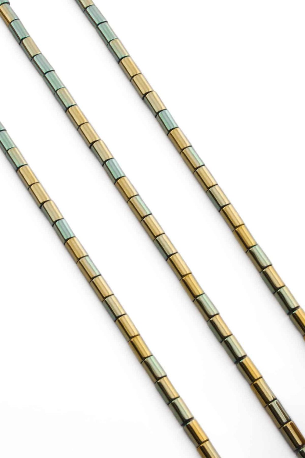 Hematit Taşı Silindir Kesim Parlak Antik Sarı 4x6mm Doğal Taş Dizi