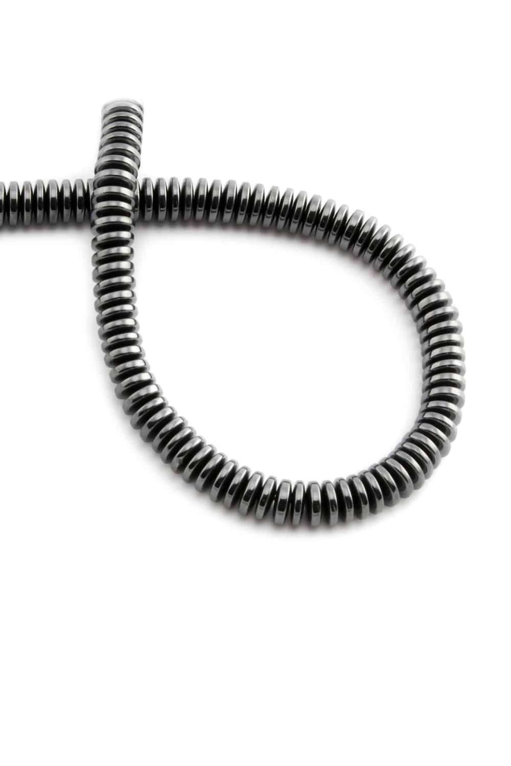 Hematite Natural Stone Shiny Smoked 6x1mm String Of Beads