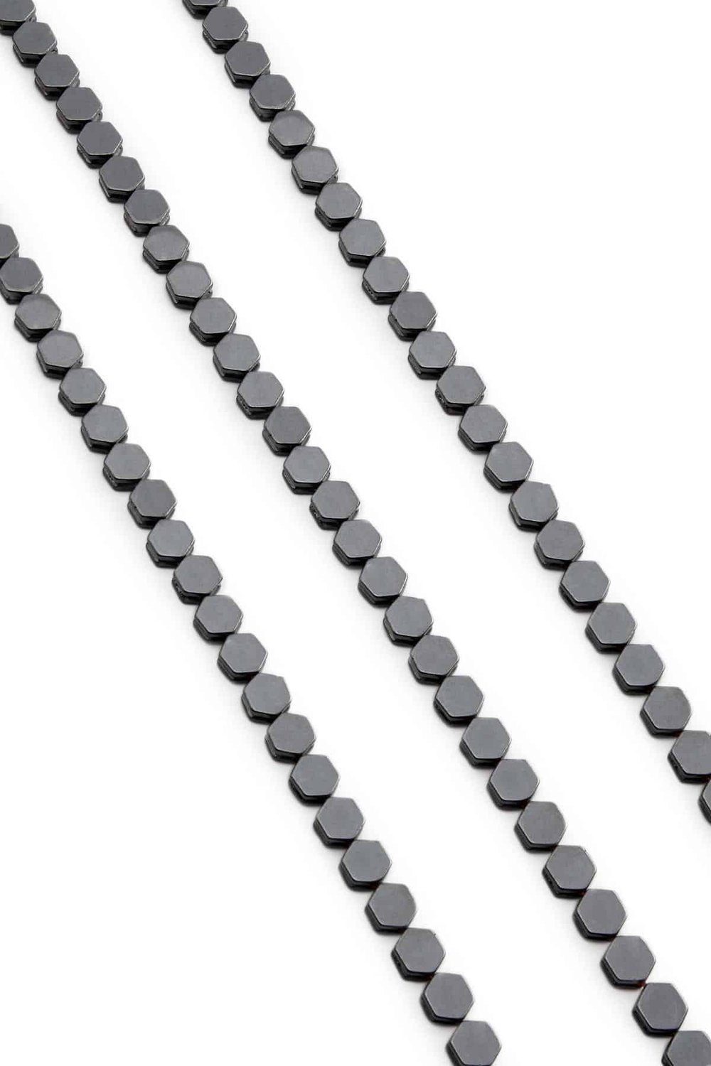 Hematit Taşı Altıgen Kesim Parlak Füme 5x5mm Doğal Taş Dizi