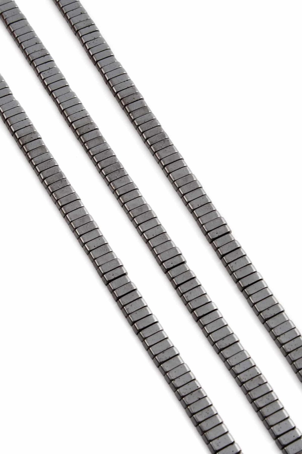Hematite Natural Stone Shiny Smoked Double Hole 6x2mm String Of Beads